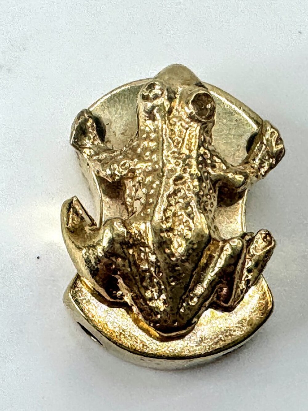 Antique 14K Gold Frog Figural Slide Bead Pendant Charm Estate Jewelry JR1688